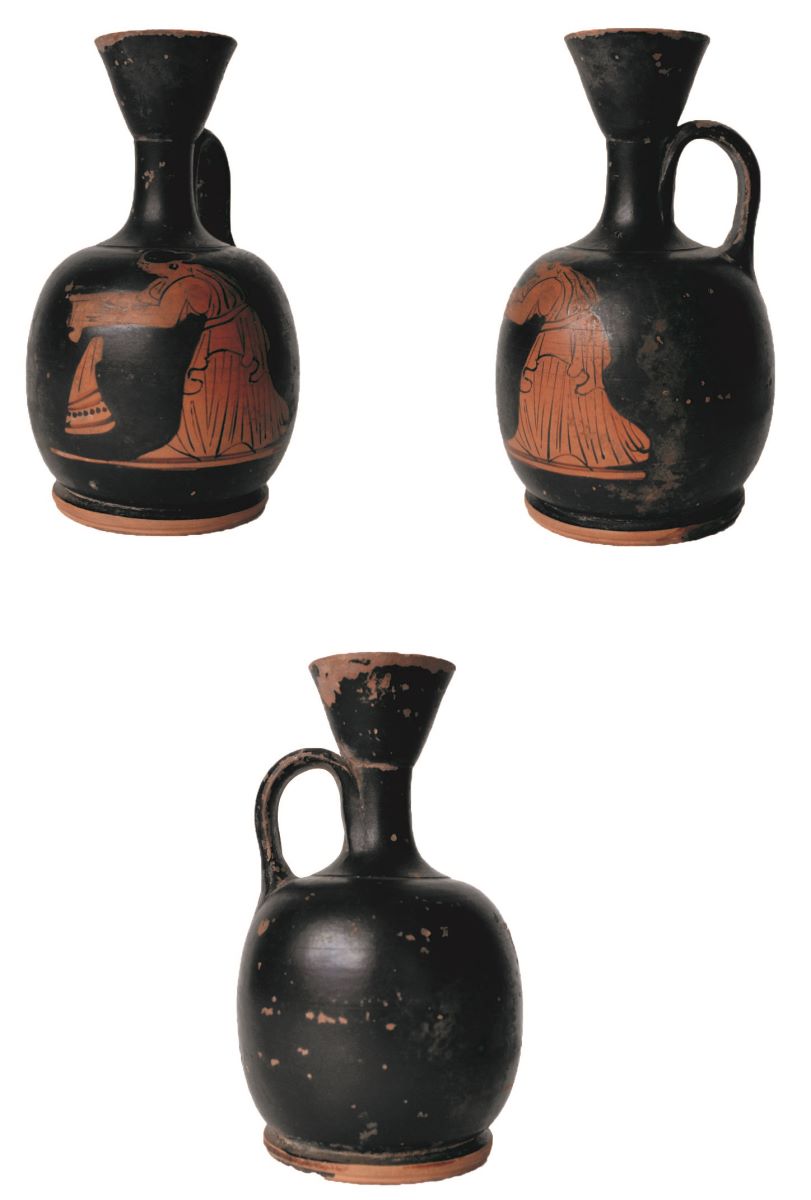 Lekythos aribalic stil atic cu figuri roșii