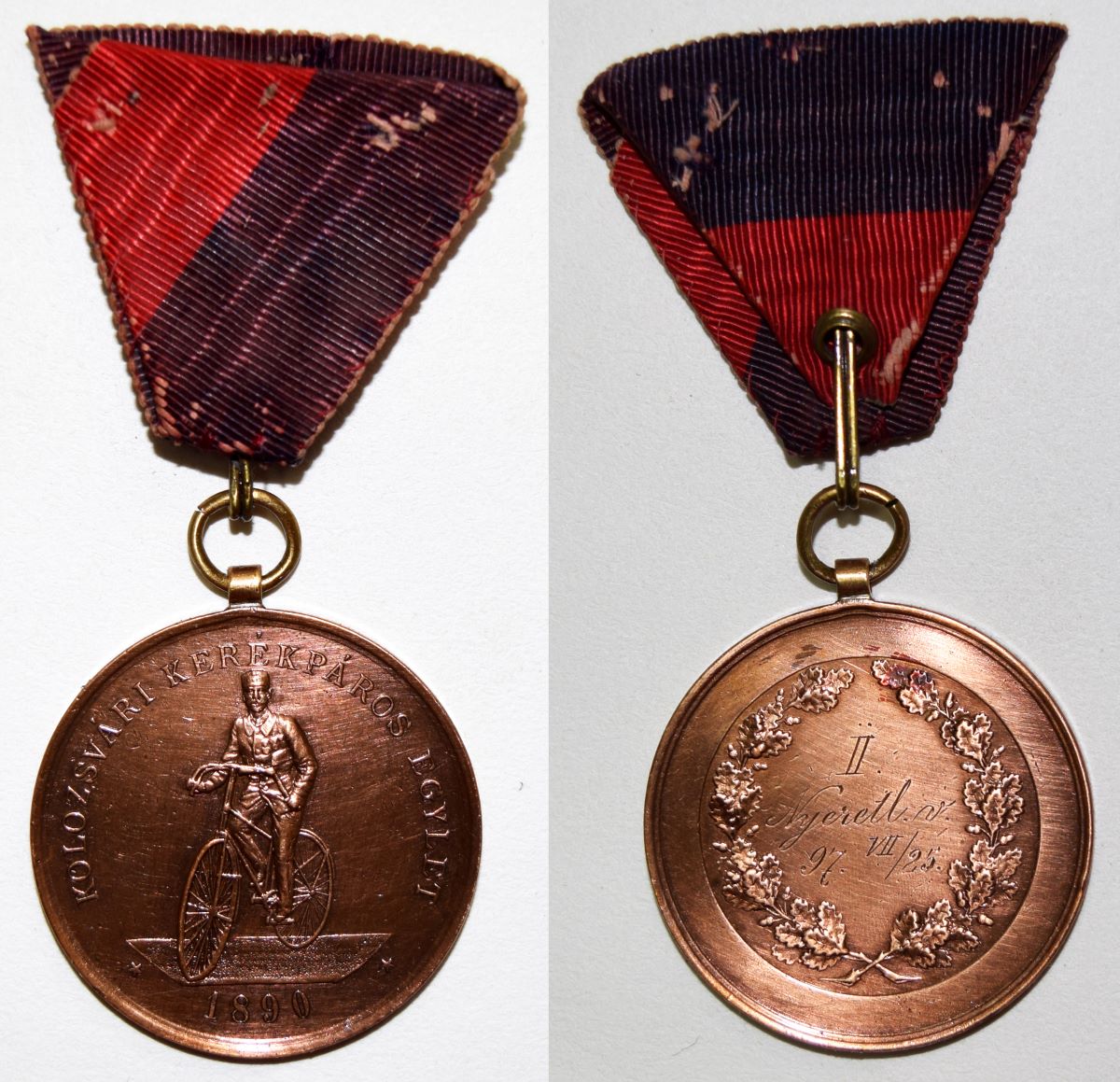 Medalie concurs de ciclism, 1897, premiul II al Asociației de ciclism Cluj-Napoca, 1890