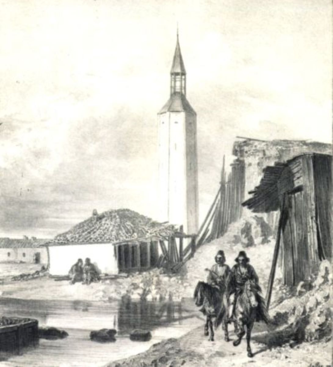 Tour de l'horologe. Batie pendant l'ocupation turque. Giurgievo (Valachie)