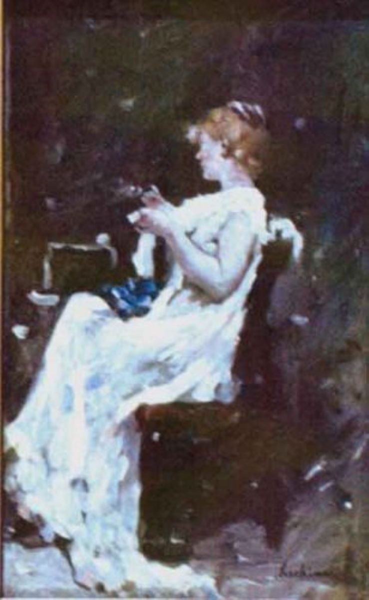 Femeie cusând
