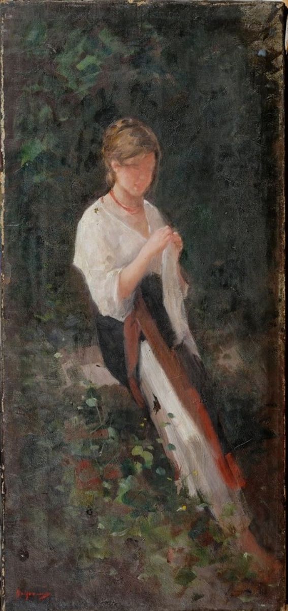 Țărancă cosând