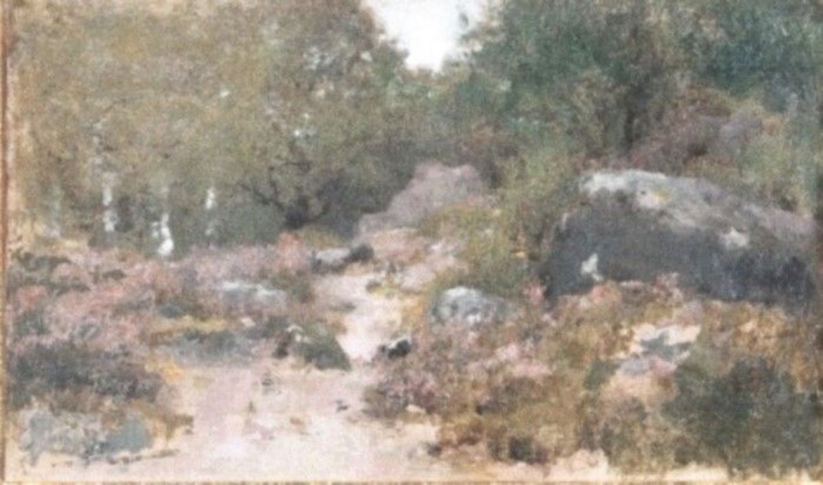 Peisaj; Verso: Flori