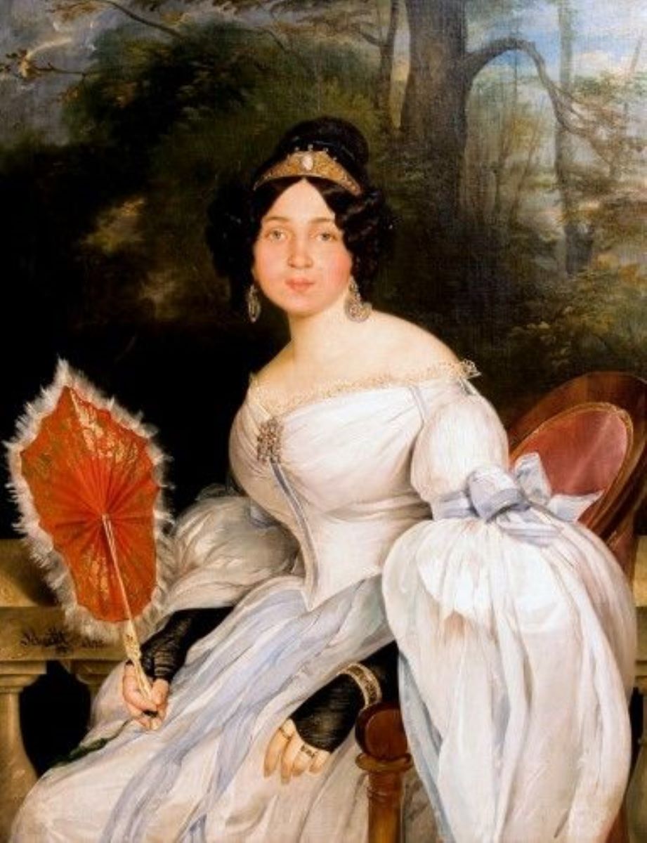 Portret de femeie cu evantai