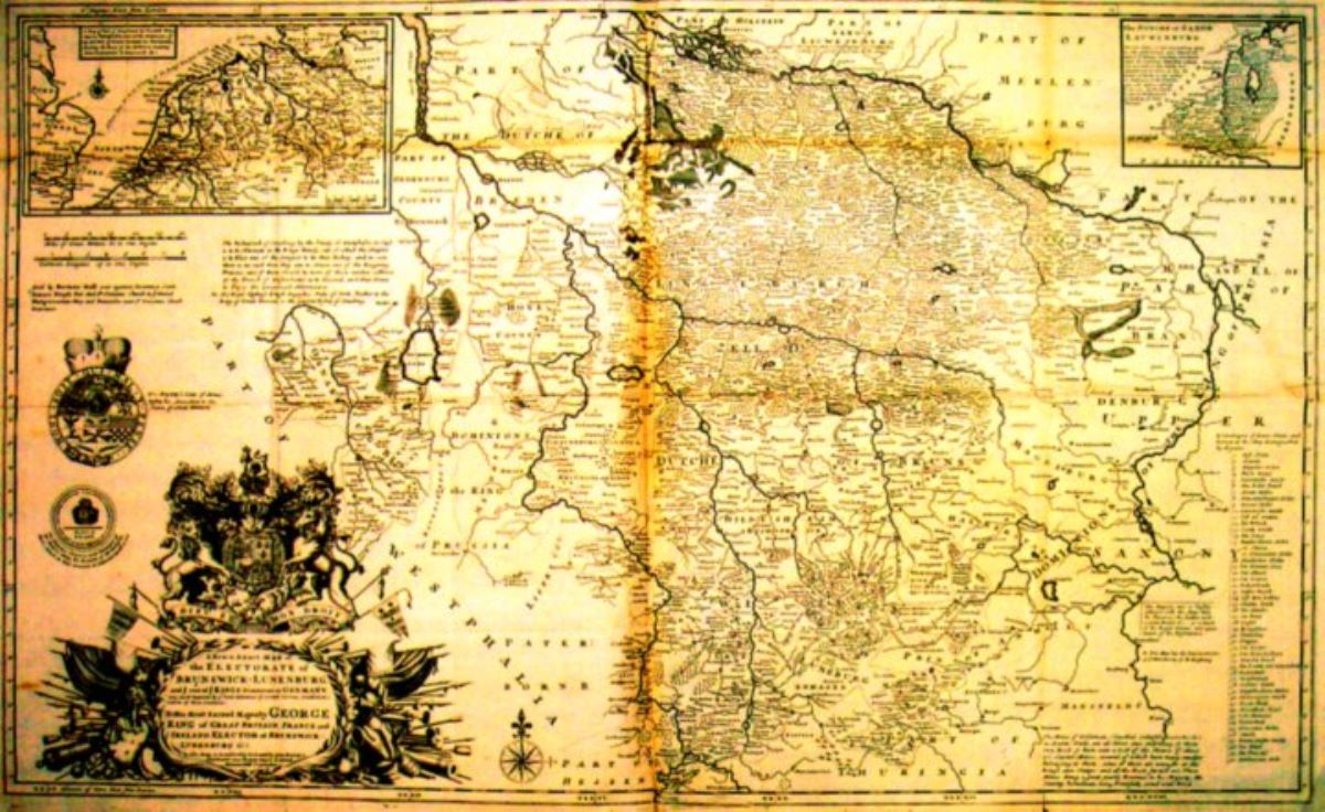 A new et exact Map of the Electorate of BRUNSWICH-LUNEBURG and e rest of e KINGS Dominions in Germany