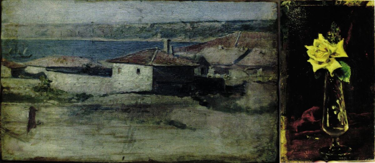 La mare - Constanța/ verso: Trandafir în pahar