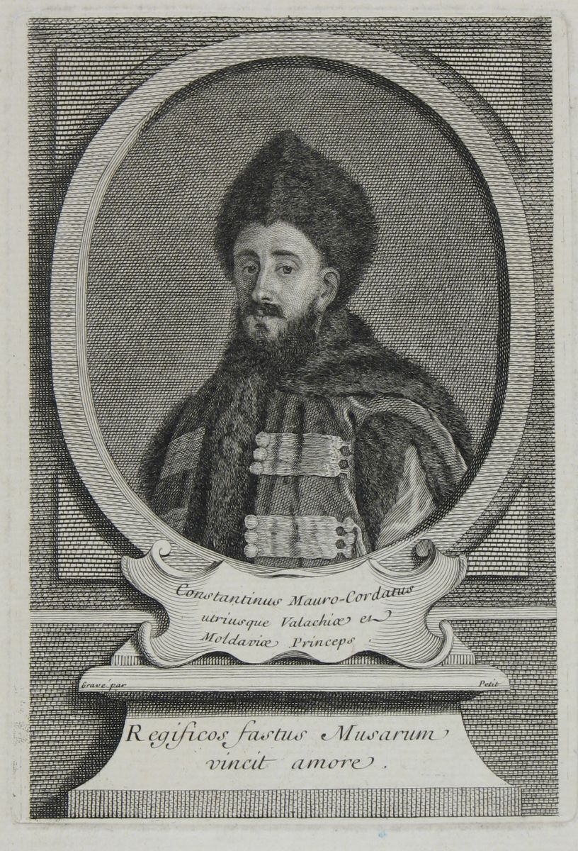 CONSTANTINUS MAUROCORDATUS UTRIUSQUE VALACHIAE ET MOLDAVIAE PRINCEPS; în registrul inventar: „Prințul C.tin Mavrocordat”