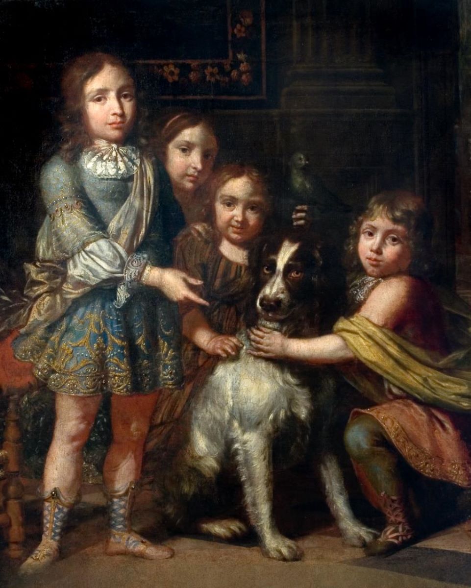 Portret de grup (patru copii și un câine)