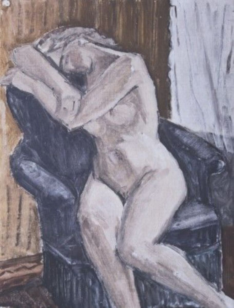 Nud pe fotoliu albastru