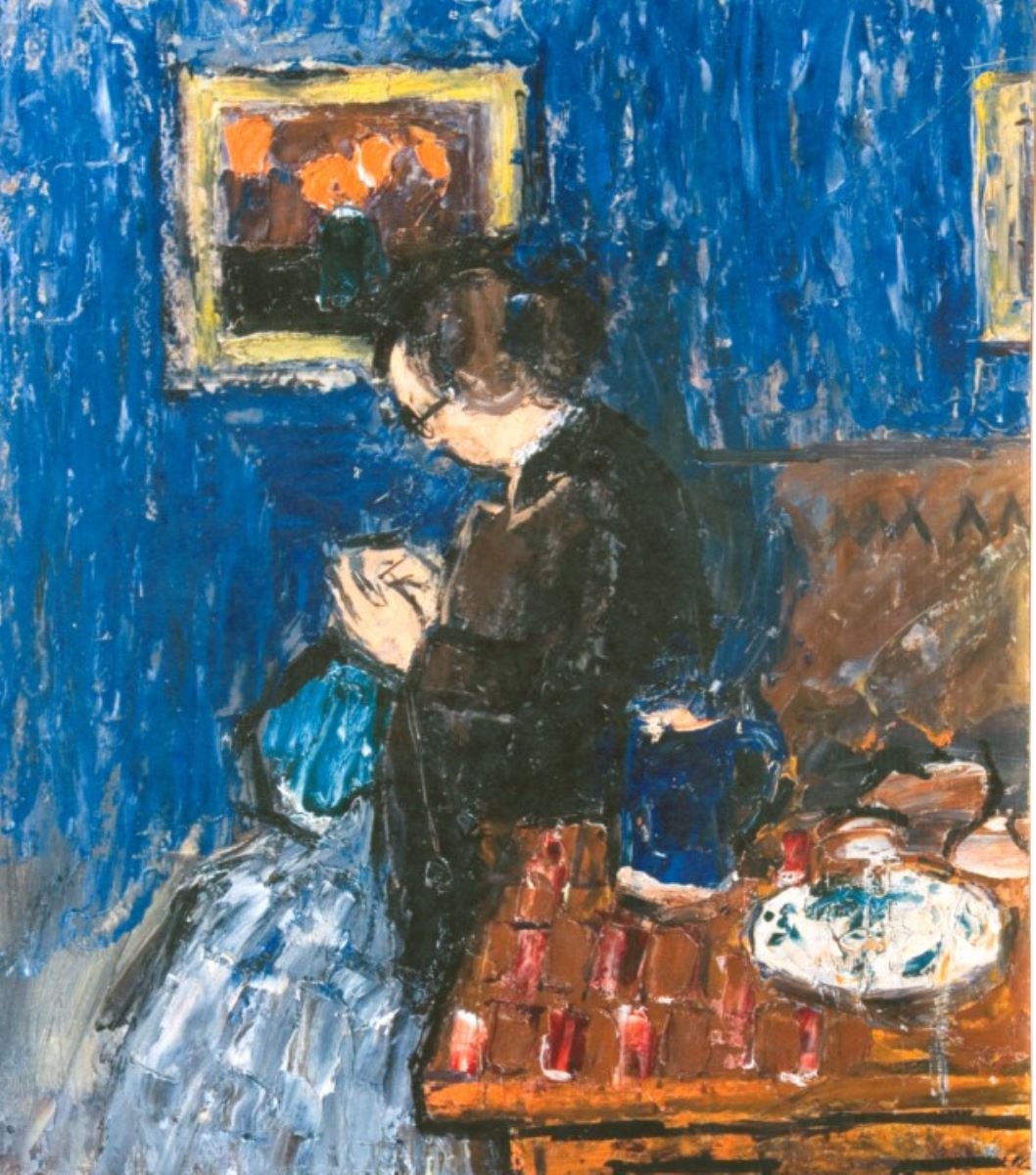 Femeie cusând