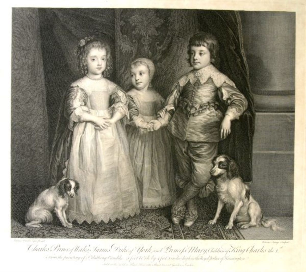 Charles Prince of Wales, James Duke of York, and Princess Mary, Children of King Charles the Ist/Charles Prinț de Wales, James, duce de York, și Prințesa Mary, copiii Regelui Charles I Stuart (în registrul inventar : „Carol I, copil”)