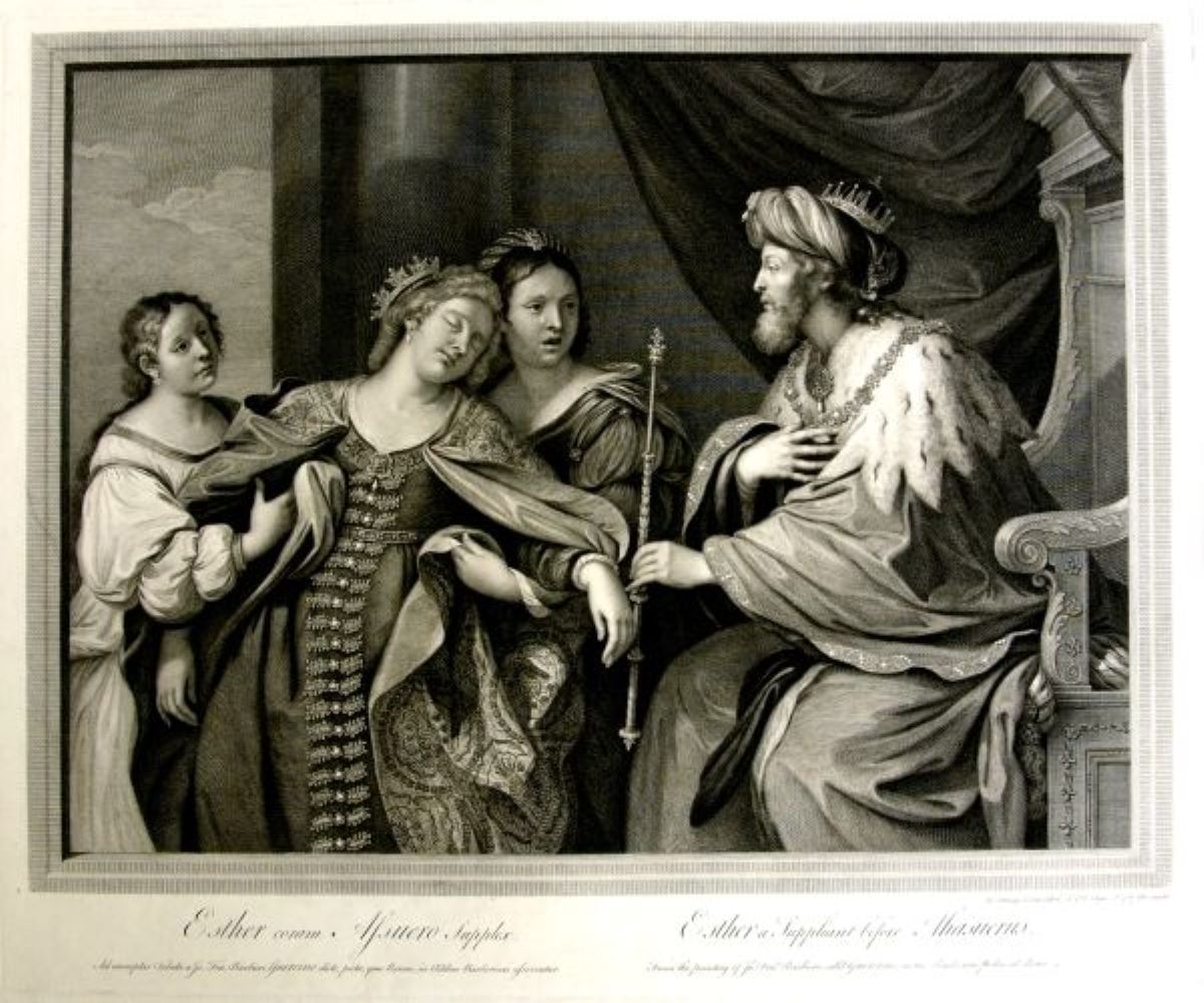 Esther coram Assuero supplex/Esther a supliant before Ahasuerus/Estera cerând îndurare în fața lui Ahasverus (în registrul inventar: „Esthera și Ahasverus”)