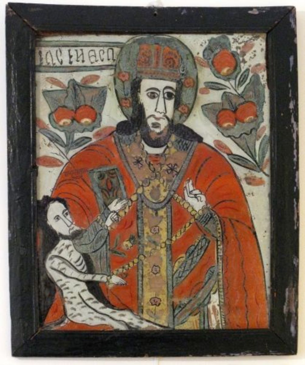 Sfântul Haralambie legând ciuma