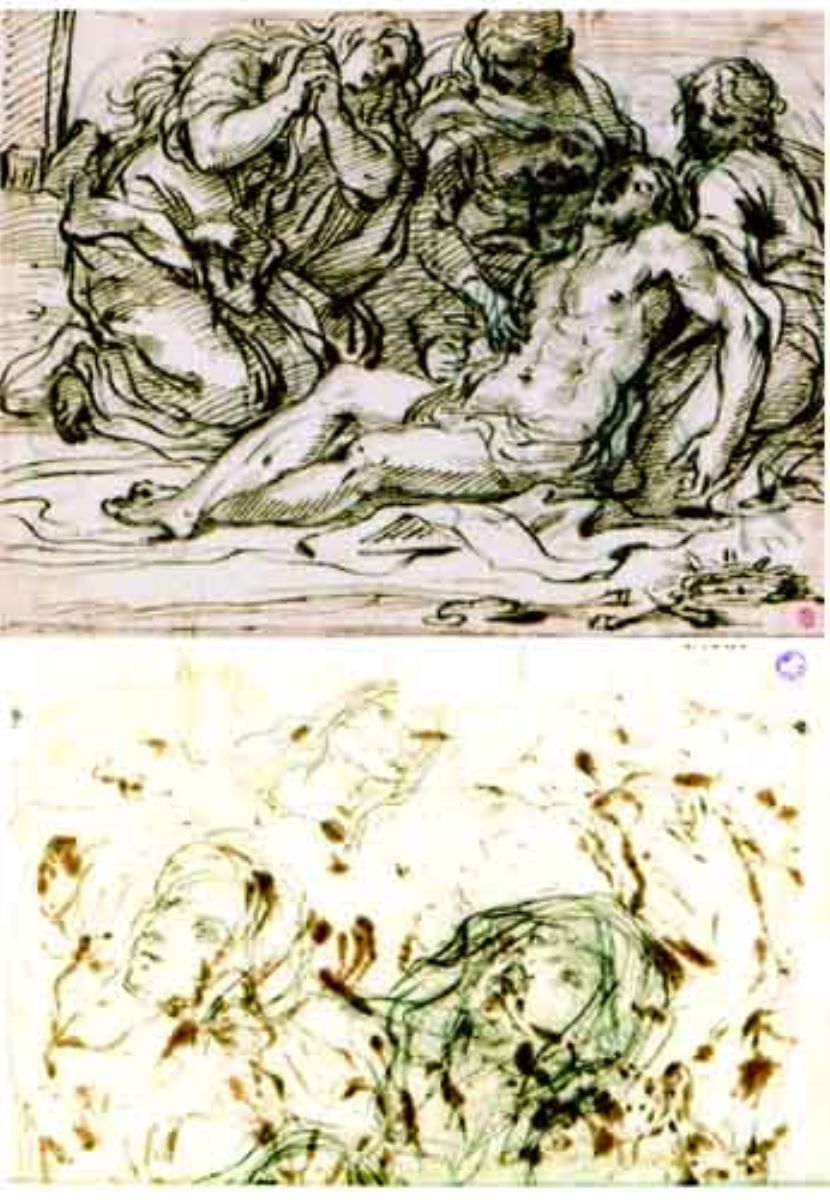 Plângerea (față); Capete de femei (verso)
