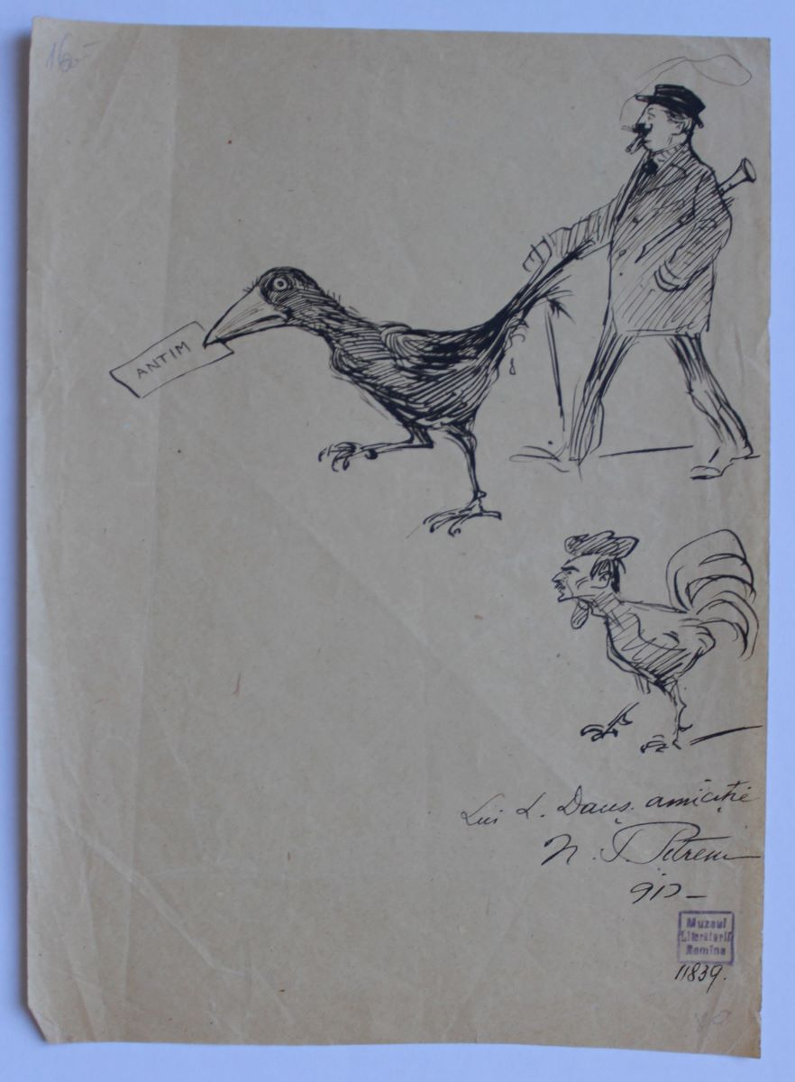 Caricatură A. Bogdan-Pitești și Petrescu-Găină
