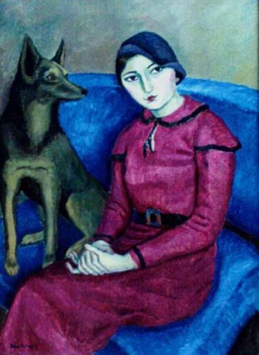 Portret de femeie cu câinele