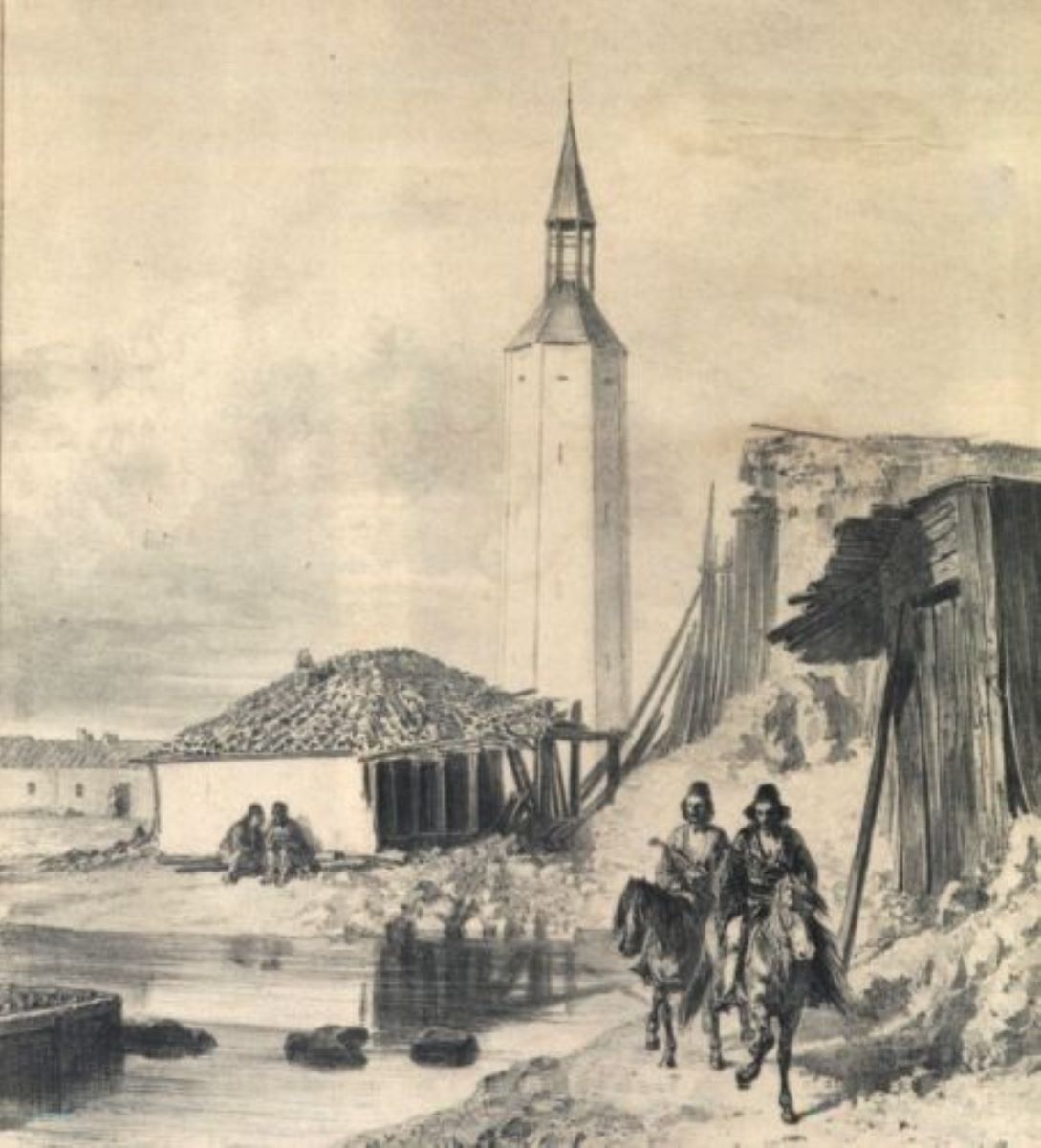 Tour de l'horologe. Batie pendant l'ocupation turque. Giurgievo (Valachie)
