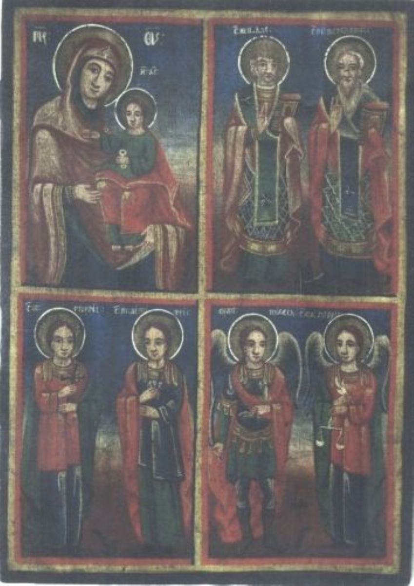 Maica Domnului cu Pruncul Hodighitria (Călăuzitoarea), Sfinții Nicolae și Haralambie, Sfinții mucenici Gheorghe și Dimitrie și Arhanghelii Mihail și Gavril