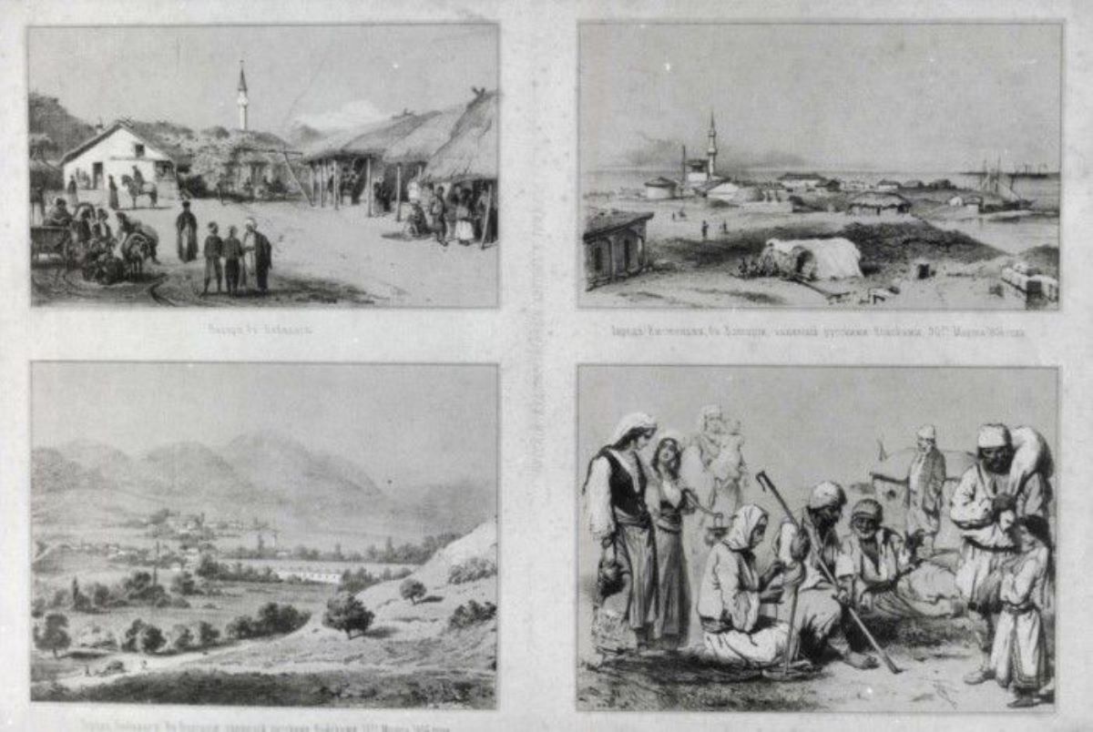 Planșă cu patru imagini din războiul ruso-turc 1854