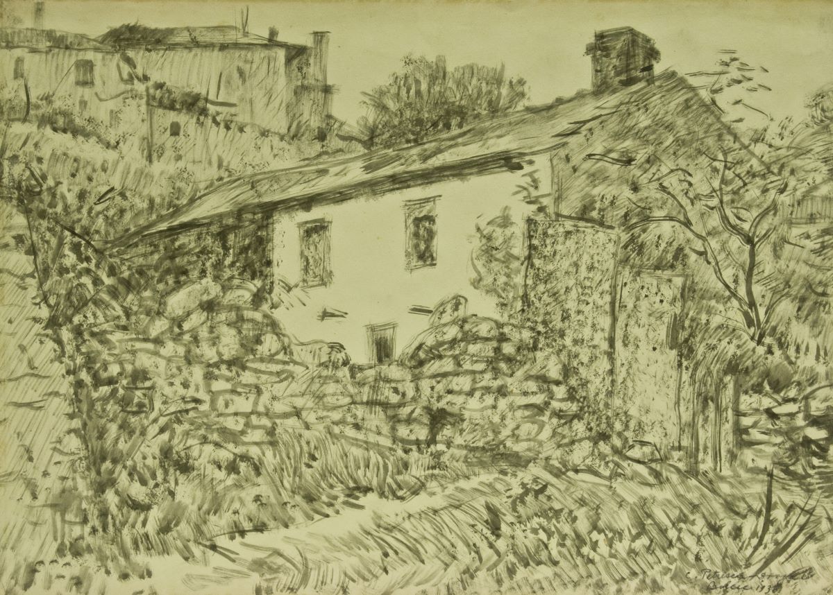Casă din Balcic / Peisaj rustic cu case