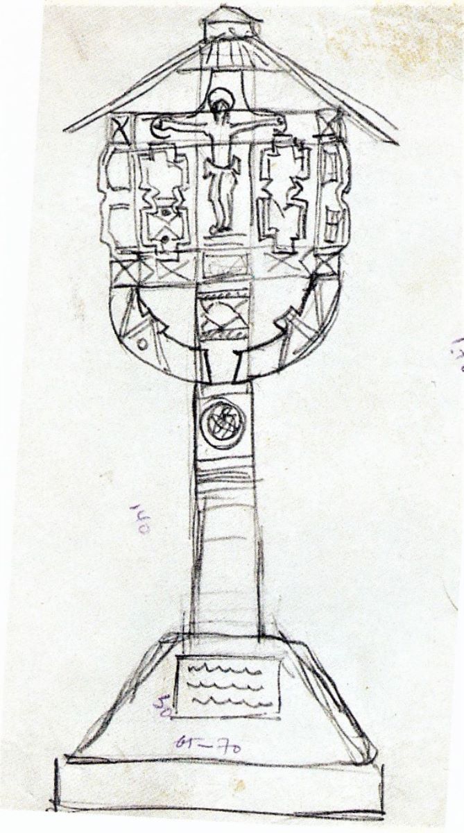 Schiță de monument funerar-cruce