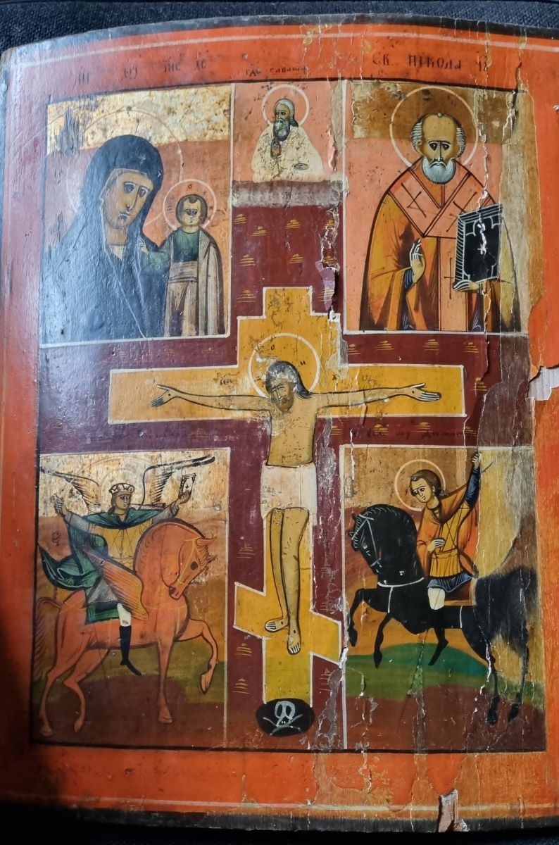 Răstignirea; Maica Domnului Kazanskaia; Sf. Nicolae; Sf. Arh. Mihail; Sf. Mucenic Dumitru