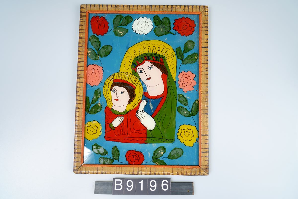 Icoană pe sticlă „Sf. Maria cu Pruncul”