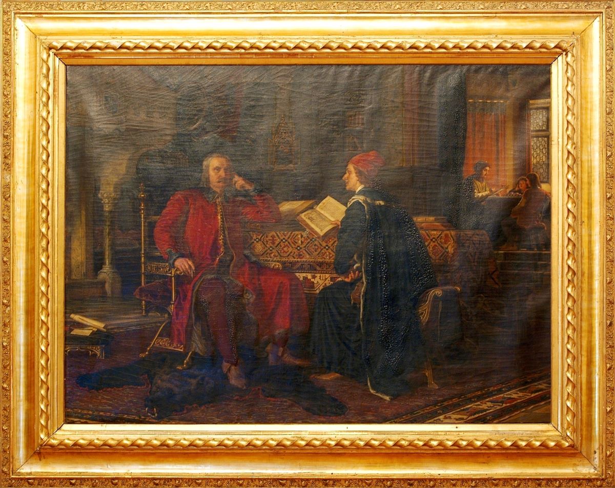 Iancu de Hunedoara discutând cu episcopul Ioan Vitesz