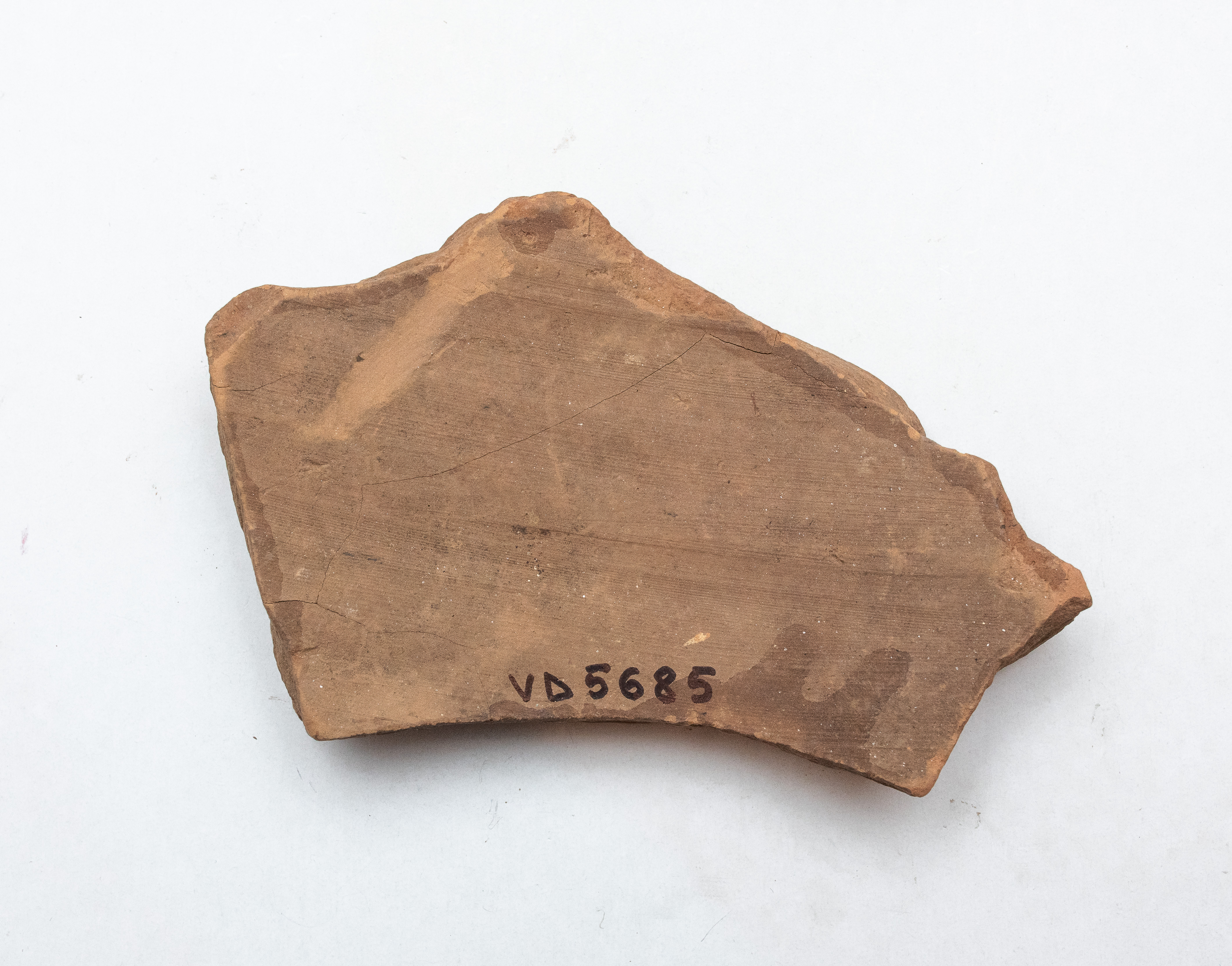 Fragment ceramic ce provine de la un vas ornamentat cu motive vegetale realizate cu vopsea brun-roșiatică pe angoba alb-gălbuie; prezintă puternice urme de ardere secundară. Tehnica de realizare a fost inspirată de produsele elenistice (stilul Hadra). Motivul decorativ se înscrie în linia stilului figurativ specific ceramicii pictate din zona Sarmizegetusei Regia. Acest vas avea atât rol funcțional, cât și decorativ.